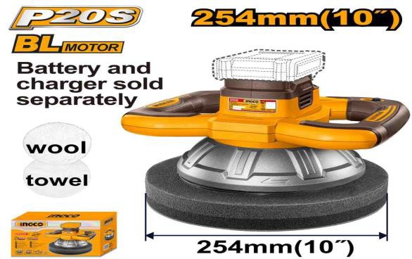 Cordless polisher 150mm with 4AH Battery + charger + bag