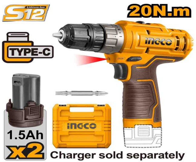 12V Lithium- Ion cordless drill Double battery