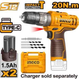 12V Lithium- Ion cordless drill Double battery with Impact Function