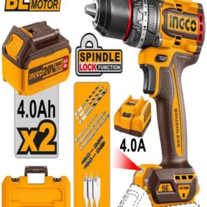 Compact Brushless Cordless Impact Drill 76NM, 2 AH 20V