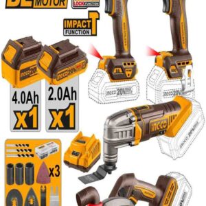 Cordless 4 pcs combo kit 66nm drill + 500nm Impact wrench + multi- tool+ Circular saw