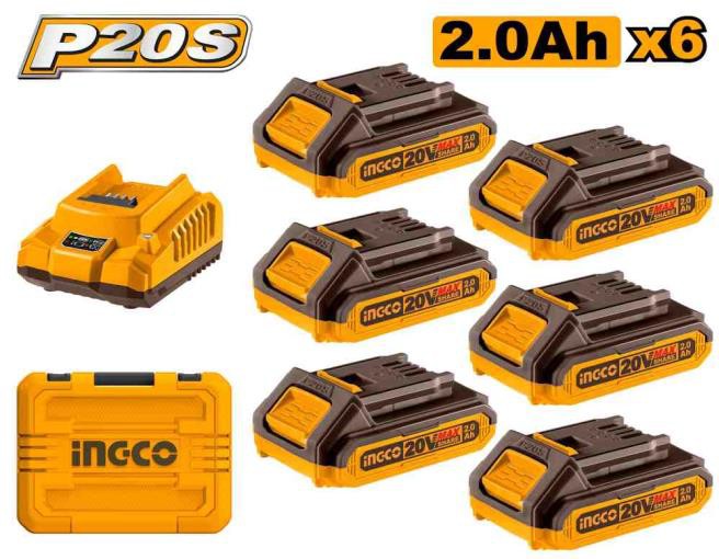 6 nos 2AH Lithium- Ion battery and 1 nos charger kit 20V