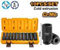 10 Pcs 1/2' deep impact socket set