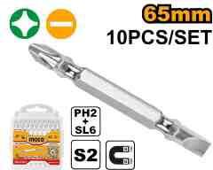 Impact screwdriver bits 65mm PH2+SL6